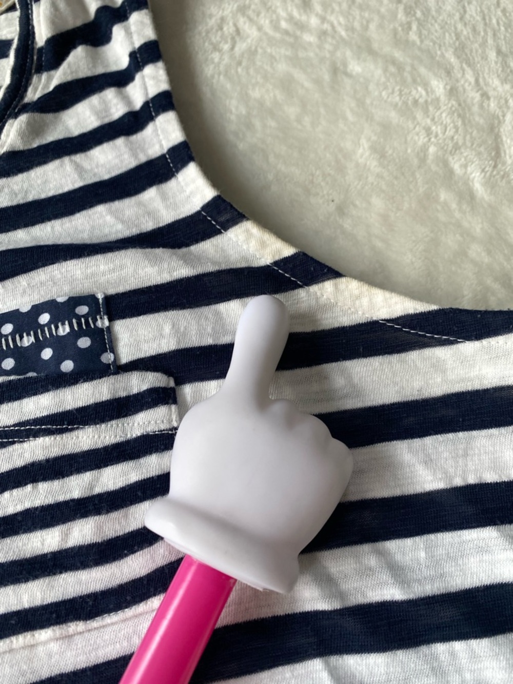 Anthropologie Blue & White Striped Tank Top with Polka Dot Pocket - Size L - Picture 10 of 10